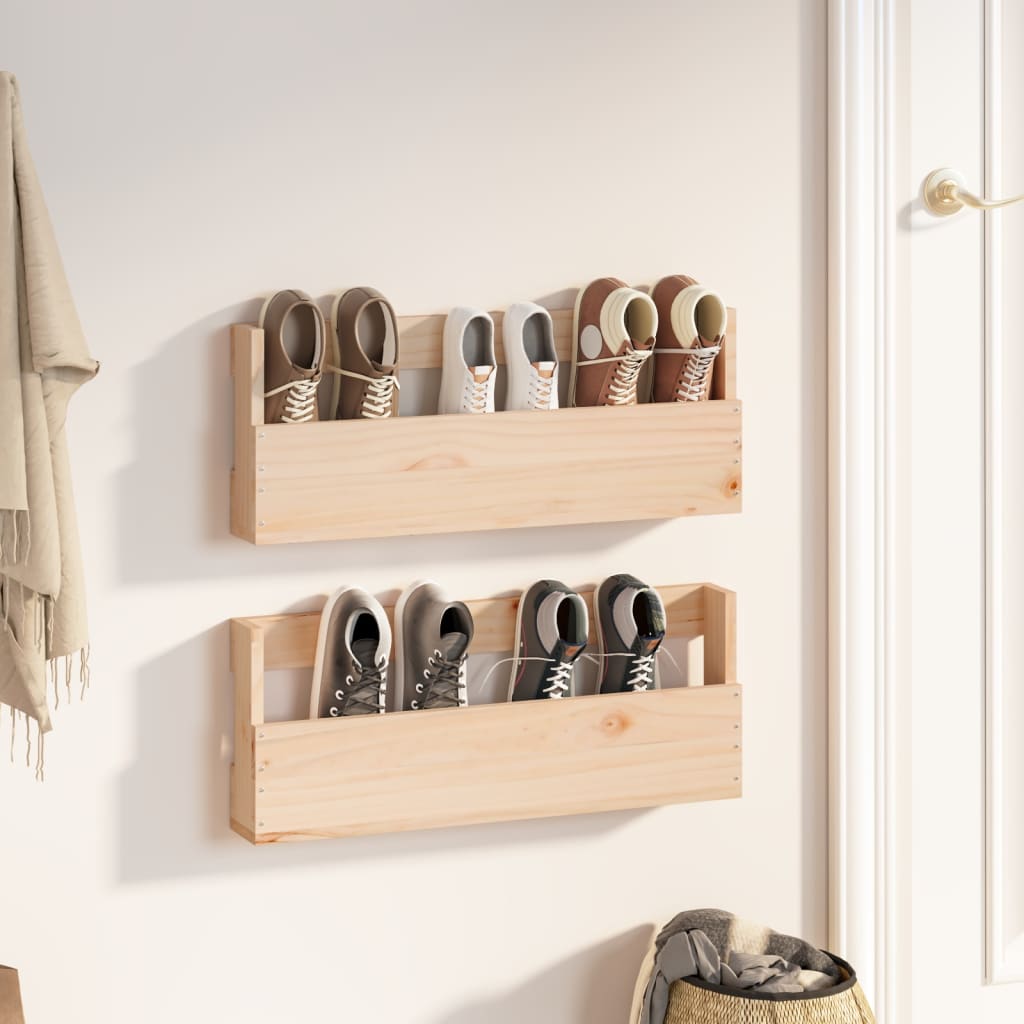Wall-Mounted Shoe Racks 2 Pcs 110X9X23 Cm Solid Wood Pine
