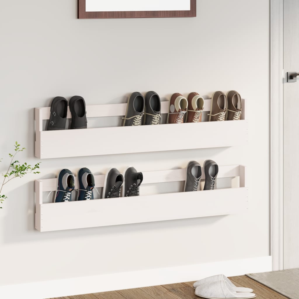 Wall-Mounted Shoe Racks 2 Pcs 110X9X23 Cm Solid Wood Pine