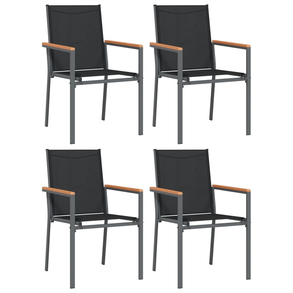 5 Piece Garden Dining Set Black Textilene And Steel