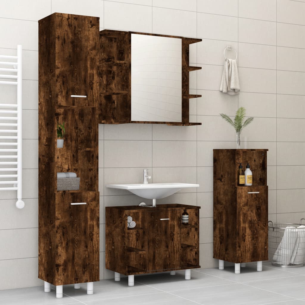 4 Piece Bathroom Furniture Set Engineered Wood