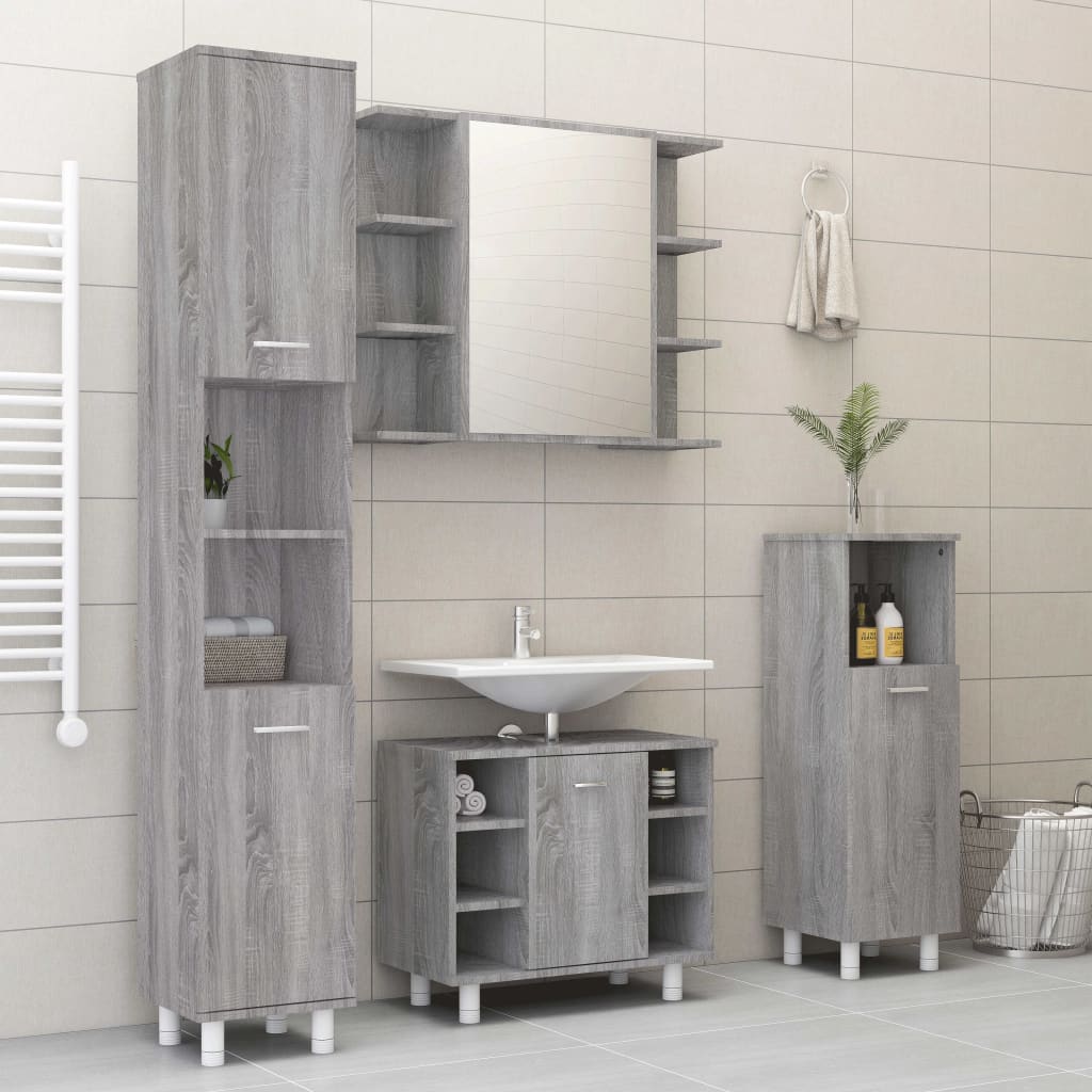 4 Piece Bathroom Furniture Set Engineered Wood
