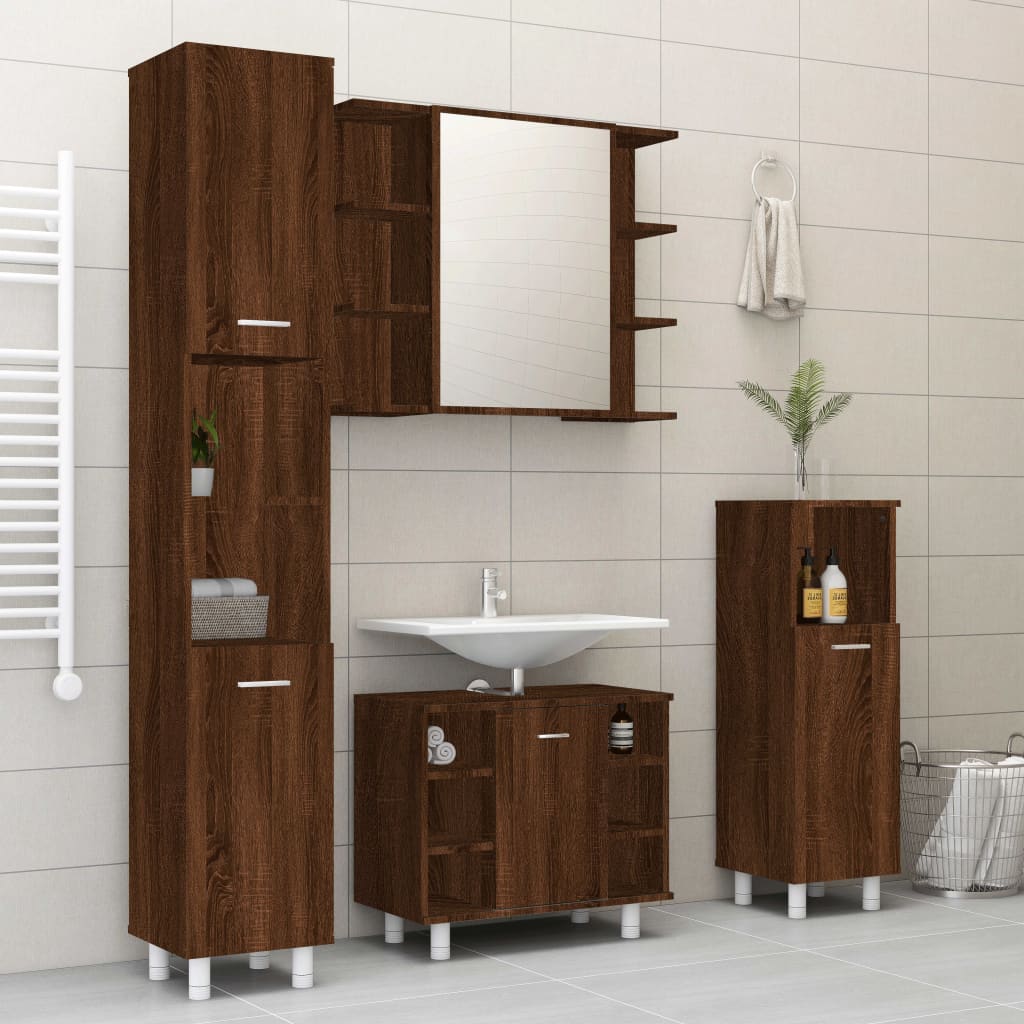 4 Piece Bathroom Furniture Set Engineered Wood