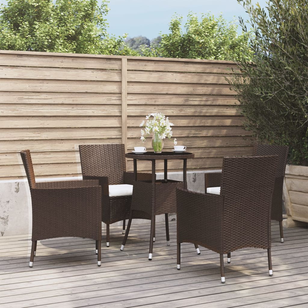 3 Piece Garden Bistro Set With Cushions Poly Rattan