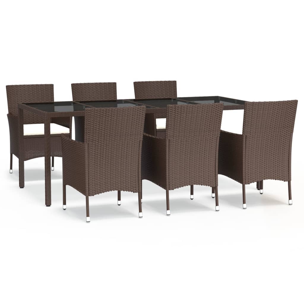 7 Piece Garden Dining Set With Cushions Poly Rattan