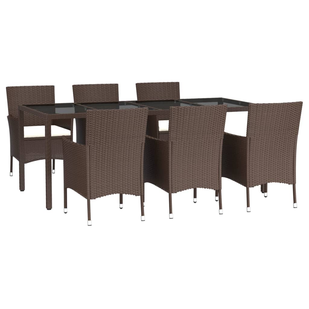 7 Piece Garden Dining Set With Cushions Poly Rattan