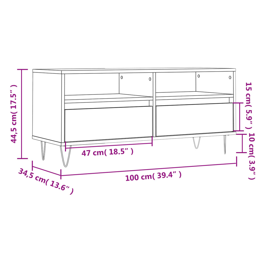 Tv Cabinet 100X34.5X44.5 Cm Engineered Wood