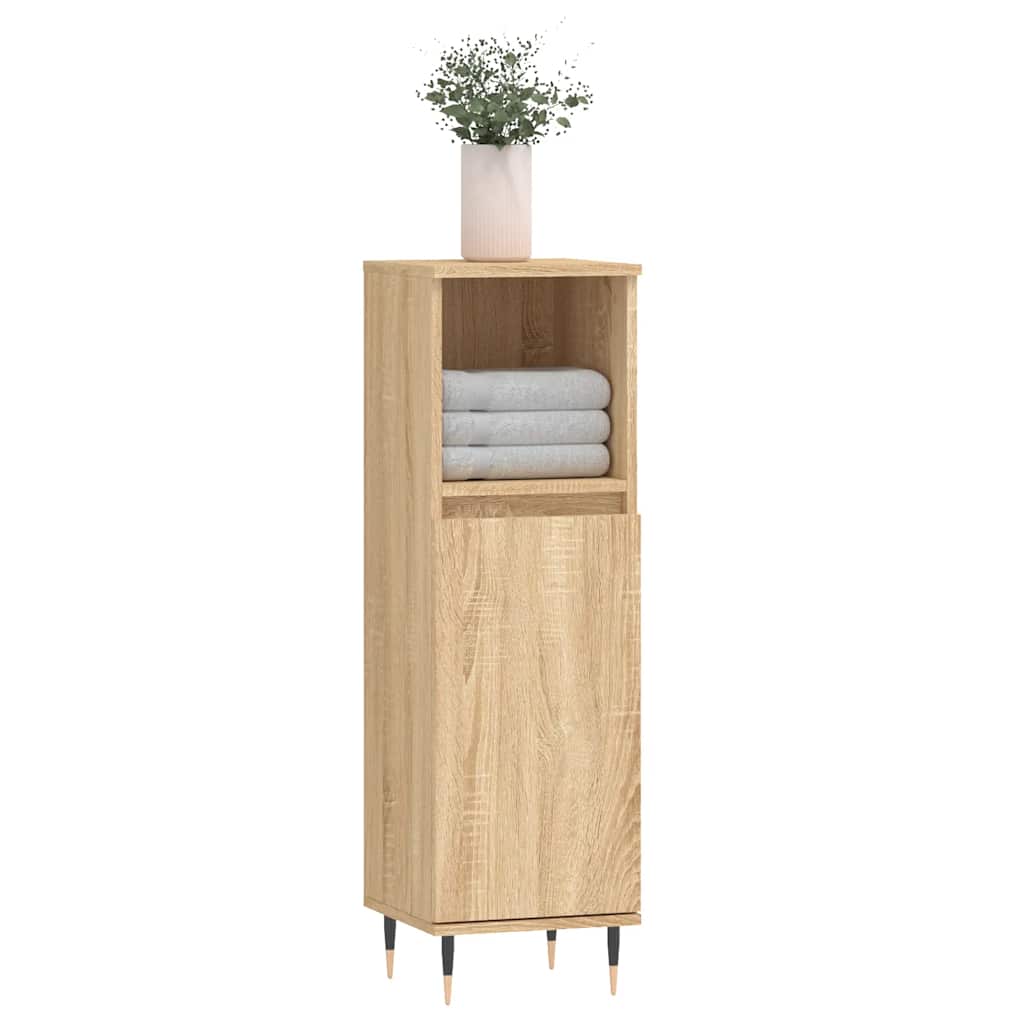 Bathroom Cabinet Sonoma Oak 30X30X100 Cm Engineered Wood