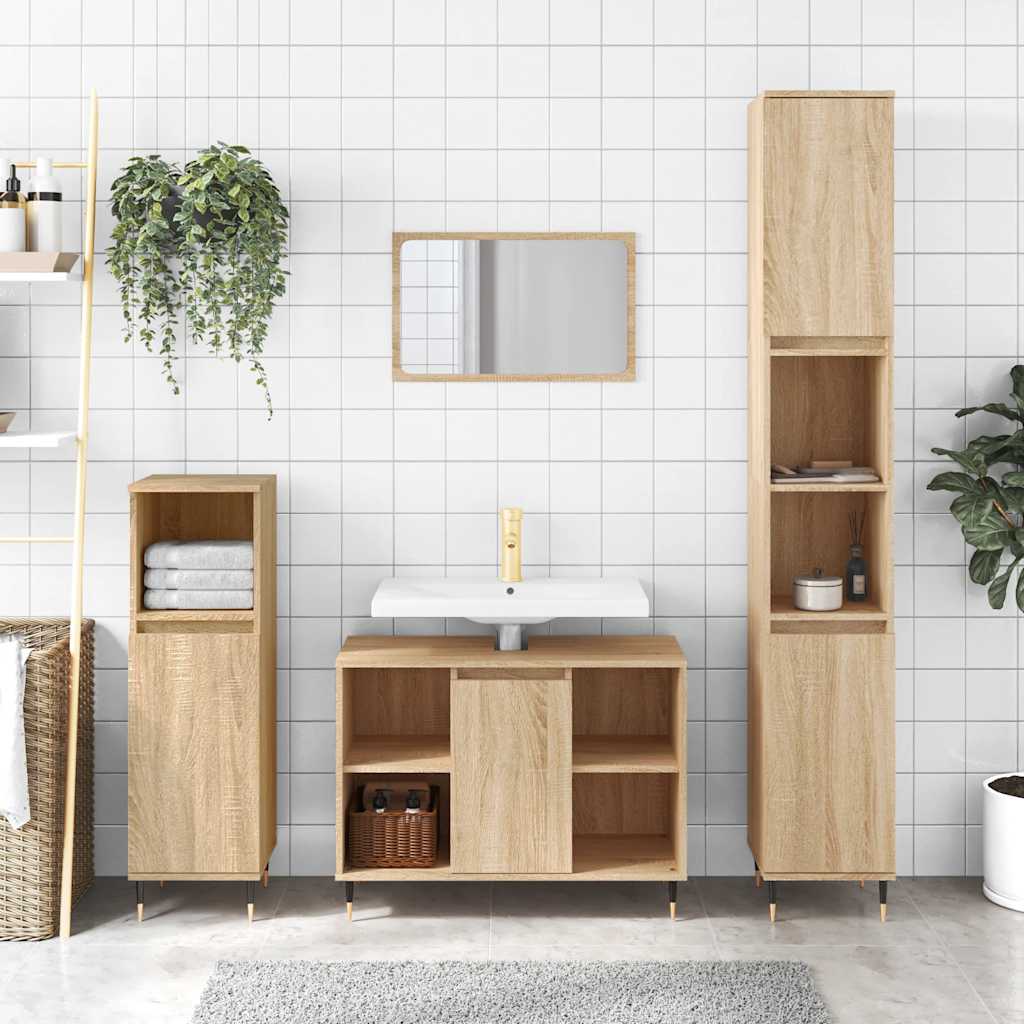 Bathroom Cabinet Sonoma Oak 30X30X100 Cm Engineered Wood