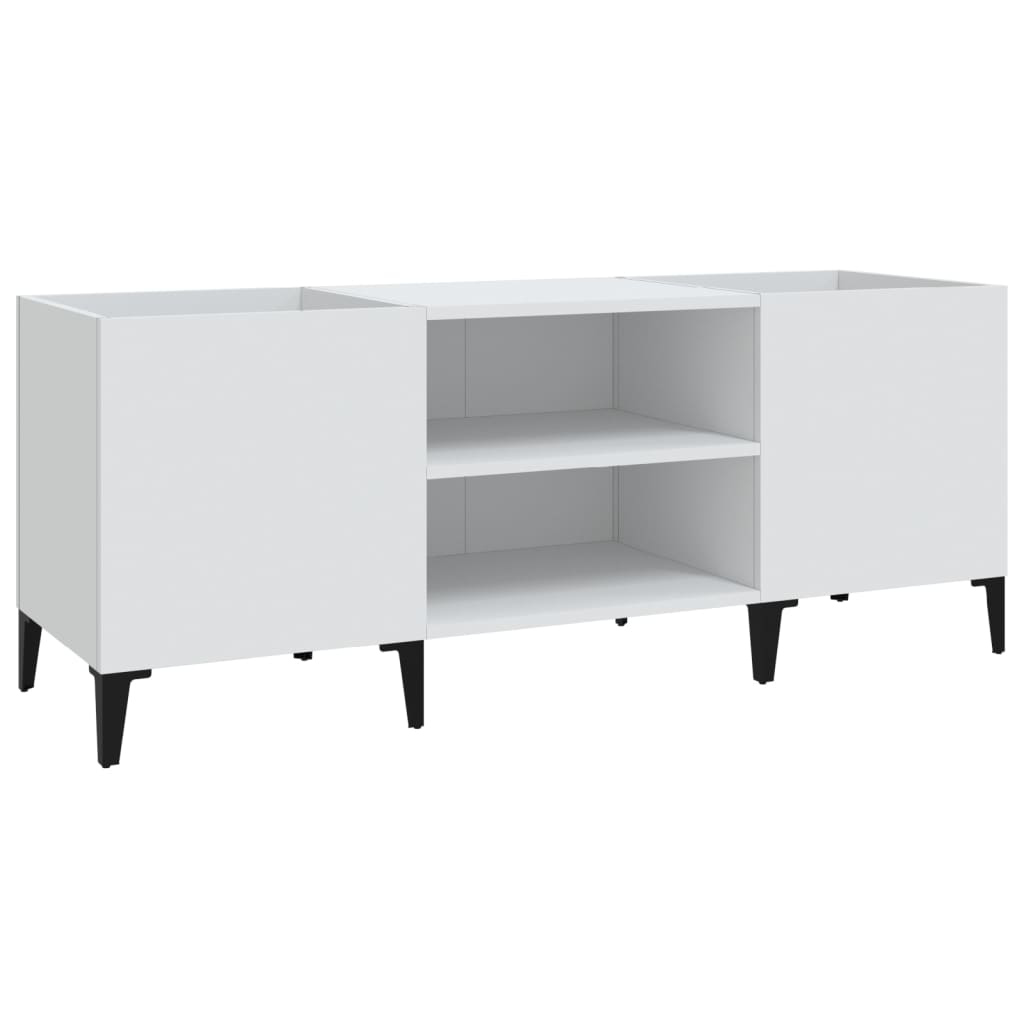 Record Cabinet White 121X38X48 Cm Engineered Wood