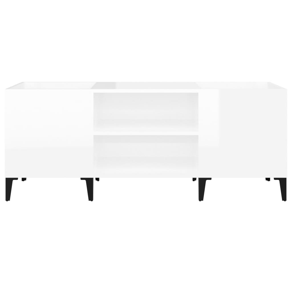 Record Cabinet High Gloss White 121X38X48 Cm Engineered Wood