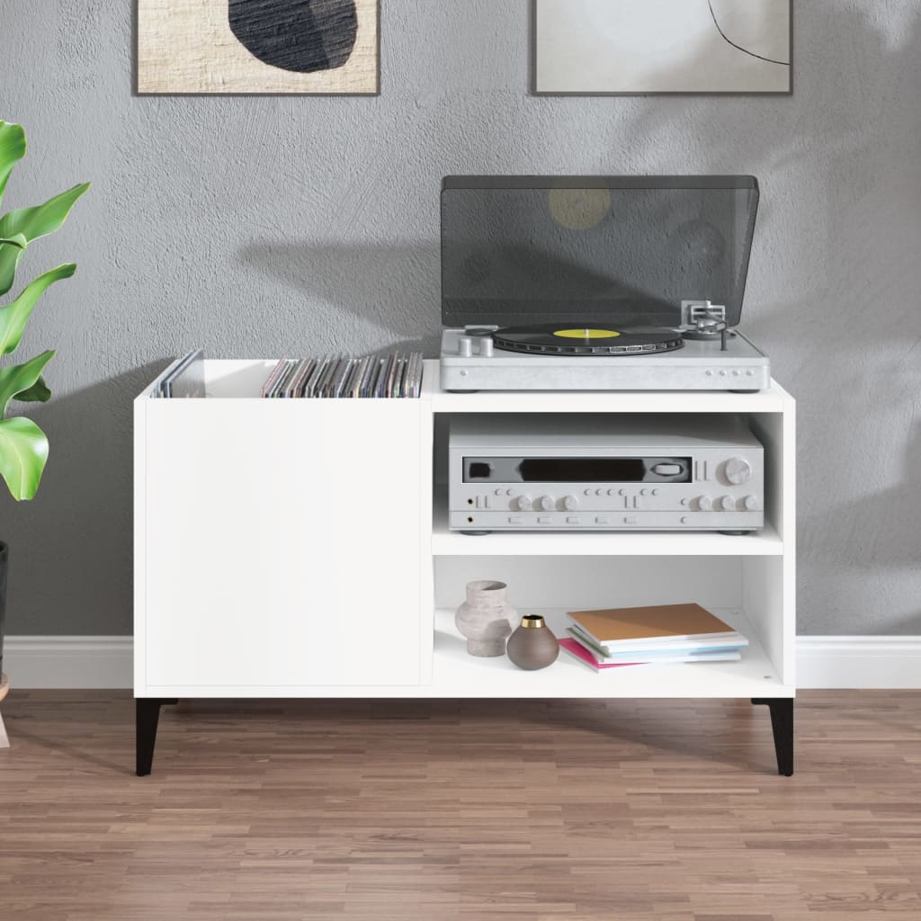 Record Cabinet White 84.5X38X48 Cm Engineered Wood