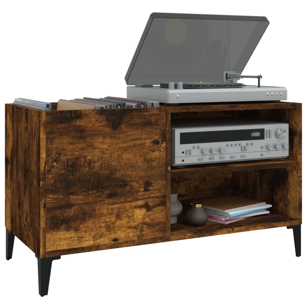 Record Cabinet Smoked Oak 84.5X38X48 Cm Engineered Wood
