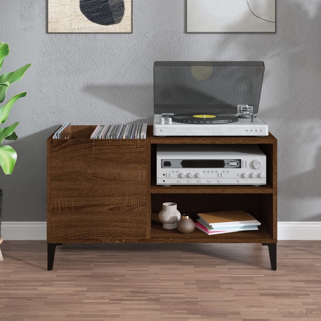 Record Cabinet Brown Oak 84.5X38X48 Cm Engineered Wood