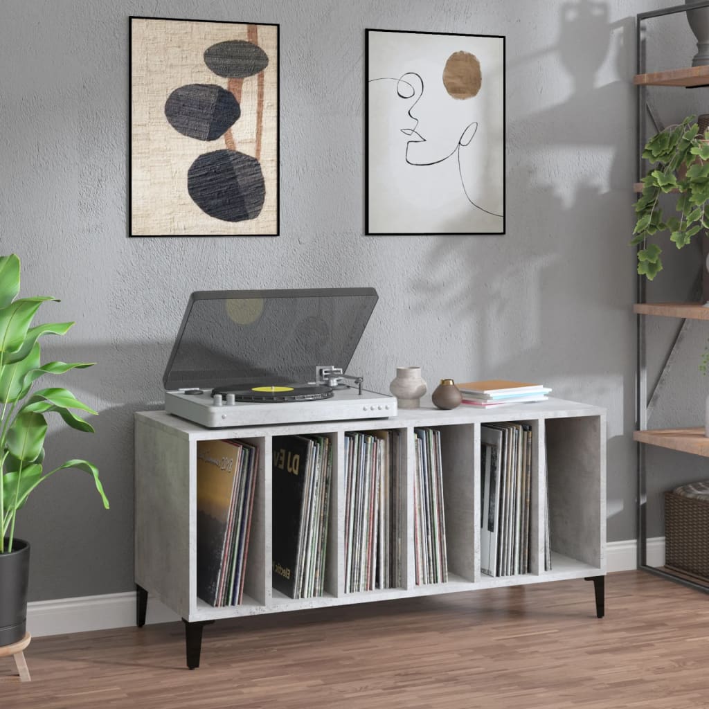 Record Cabinet Concrete Grey 100X38X48 Cm Engineered Wood