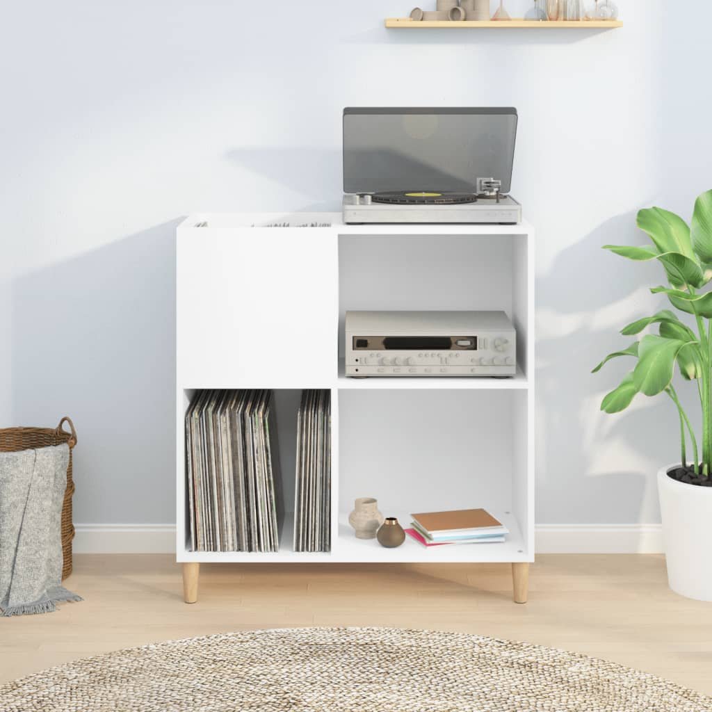 Record Cabinet White 84.5X38X89 Cm Engineered Wood