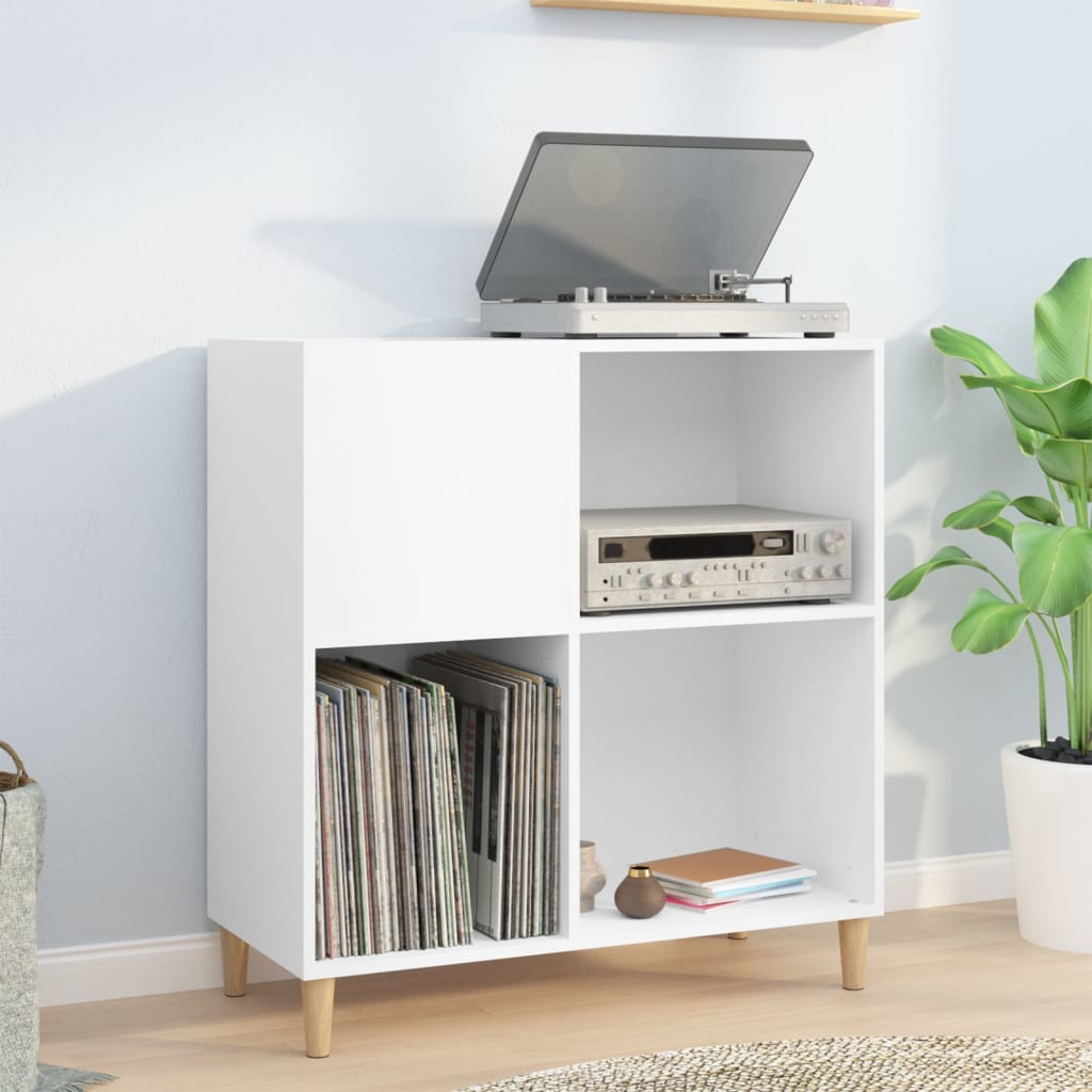 Record Cabinet White 84.5X38X89 Cm Engineered Wood