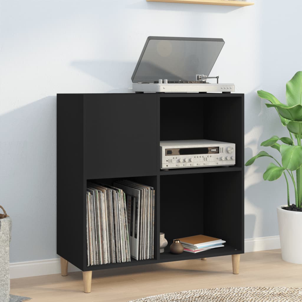 Record Cabinet Black 84.5X38X89 Cm Engineered Wood