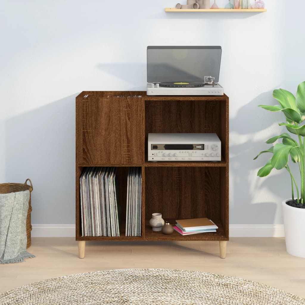 Record Cabinet Brown Oak 84.5X38X89 Cm Engineered Wood