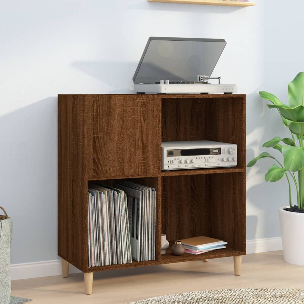 Record Cabinet Brown Oak 84.5X38X89 Cm Engineered Wood