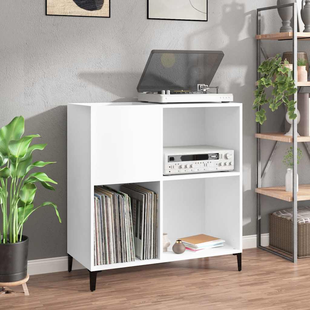 Record Cabinet White 84.5X38X89 Cm Engineered Wood