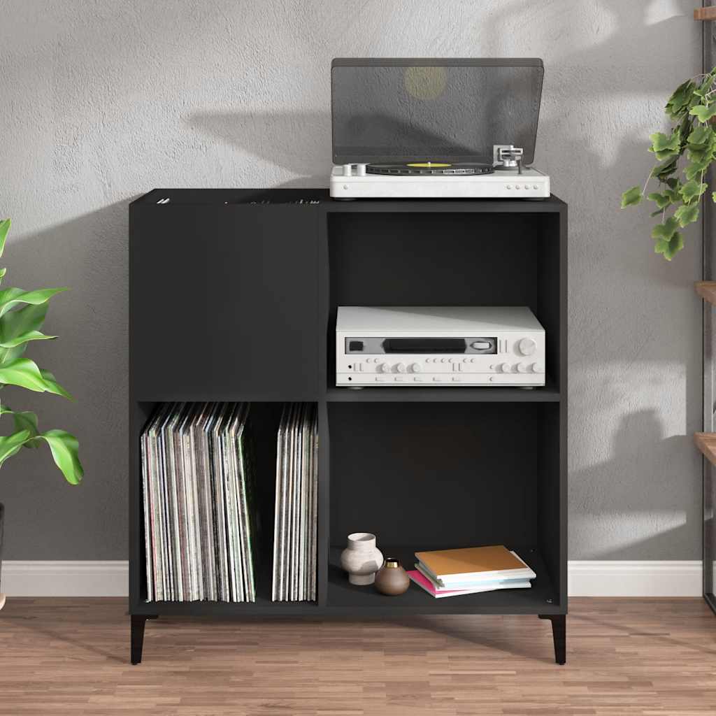 Record Cabinet Black 84.5X38X89 Cm Engineered Wood