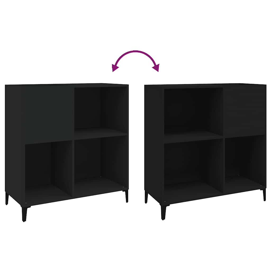 Record Cabinet Black 84.5X38X89 Cm Engineered Wood