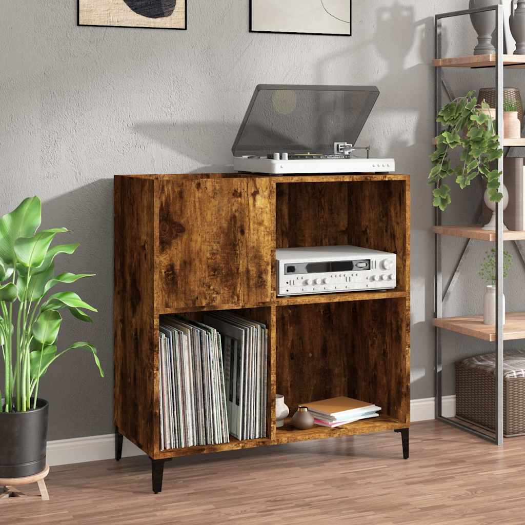 Record Cabinet Smoked Oak 84.5X38X89 Cm Engineered Wood