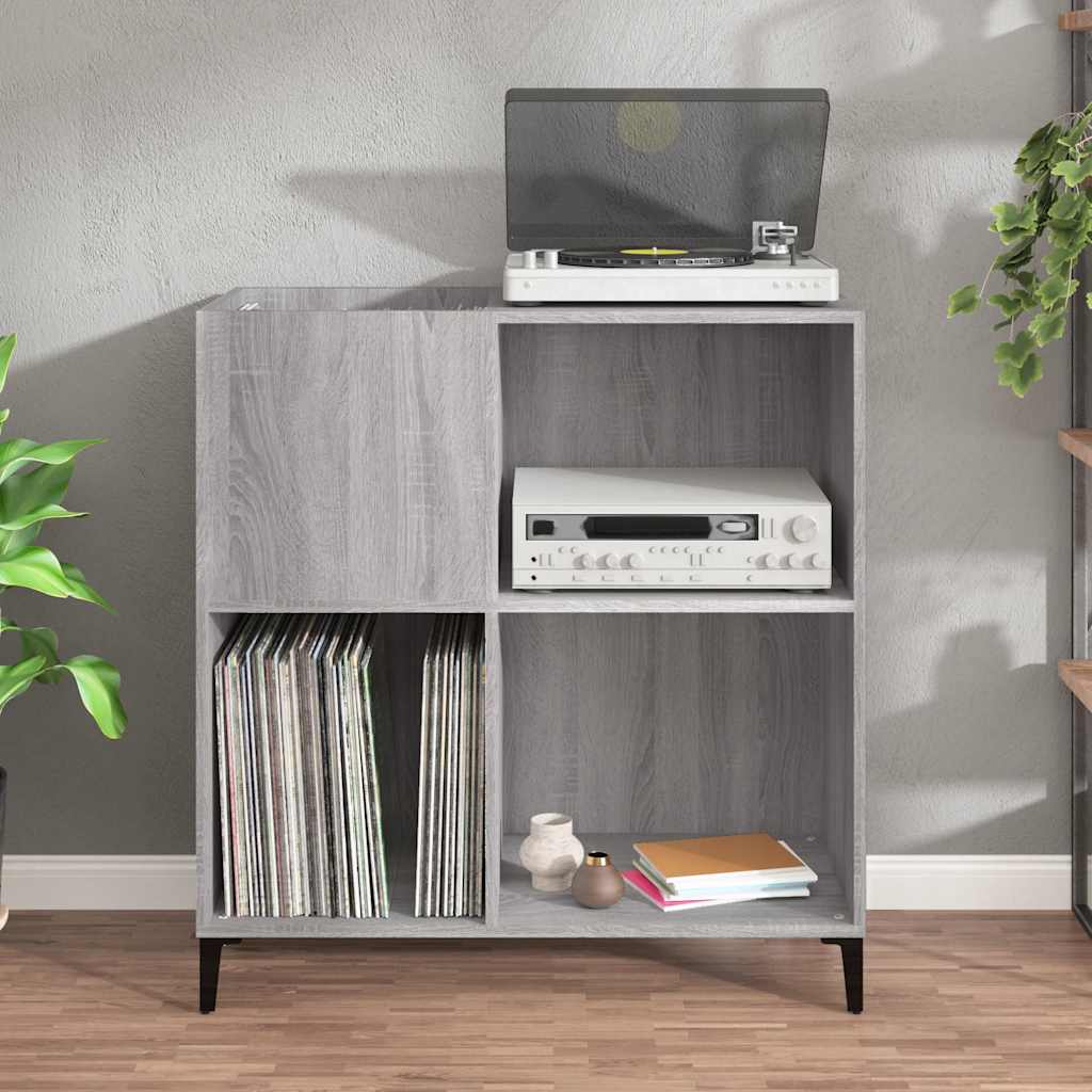 Record Cabinet Grey Sonoma 84.5X38X89 Cm Engineered Wood