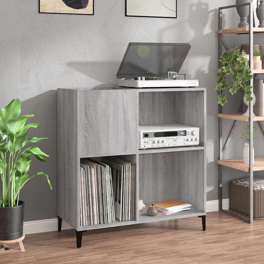 Record Cabinet Grey Sonoma 84.5X38X89 Cm Engineered Wood