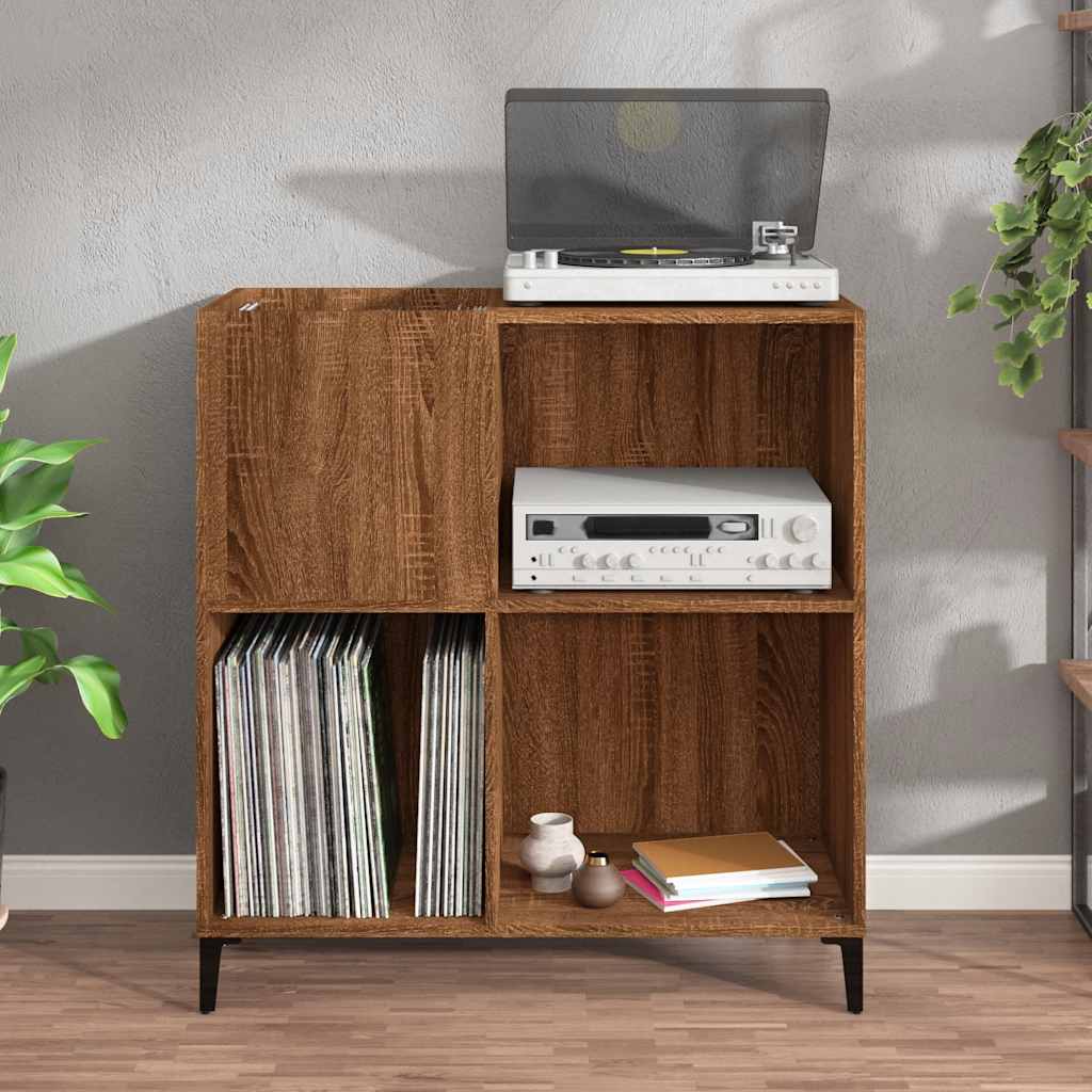 Record Cabinet Brown Oak 84.5X38X89 Cm Engineered Wood