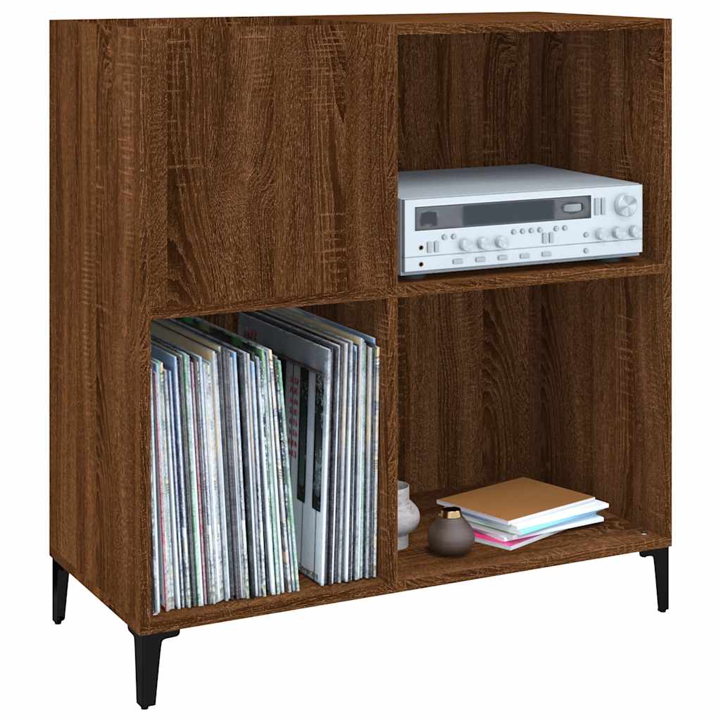 Record Cabinet Brown Oak 84.5X38X89 Cm Engineered Wood