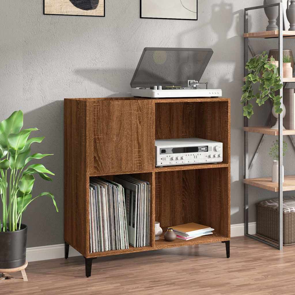 Record Cabinet Brown Oak 84.5X38X89 Cm Engineered Wood