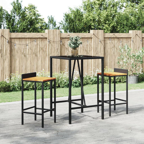 11 Piece Garden Bar Set Poly Rattan& Solid Wood Acacia