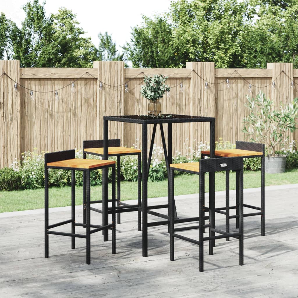 11 Piece Garden Bar Set Poly Rattan& Solid Wood Acacia