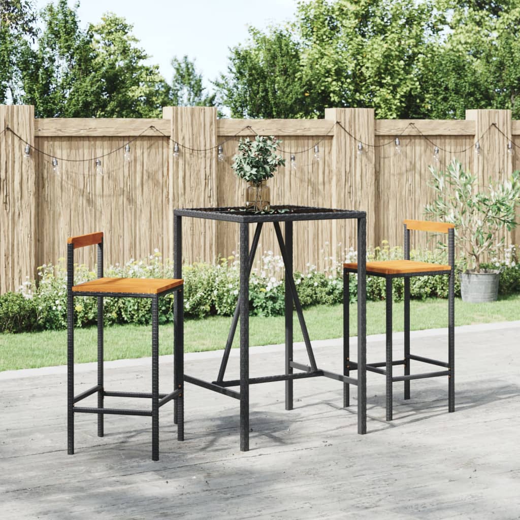 7 Piece Garden Bar Set Poly Rattan& Solid Wood Acacia