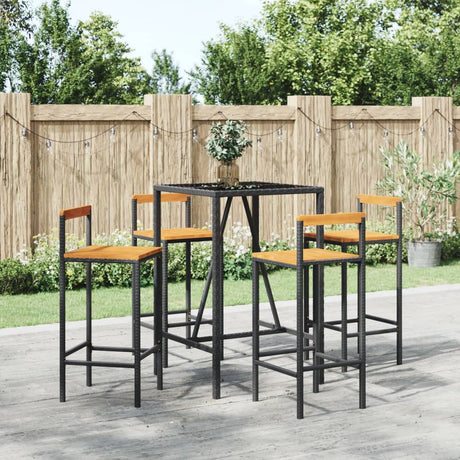 7 Piece Garden Bar Set Poly Rattan& Solid Wood Acacia