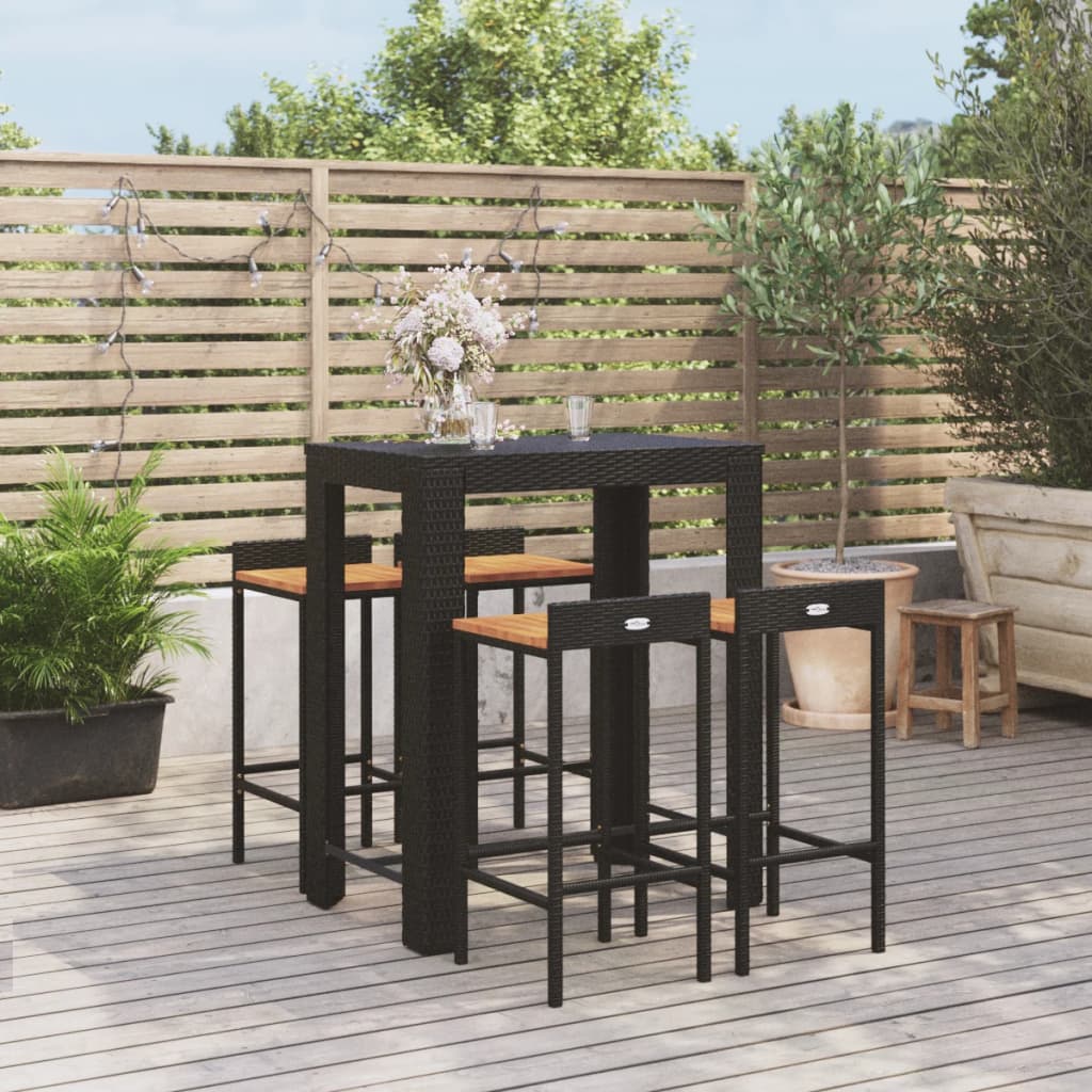 3 Piece Garden Bar Set Poly Rattan&Solid Wood Acacia