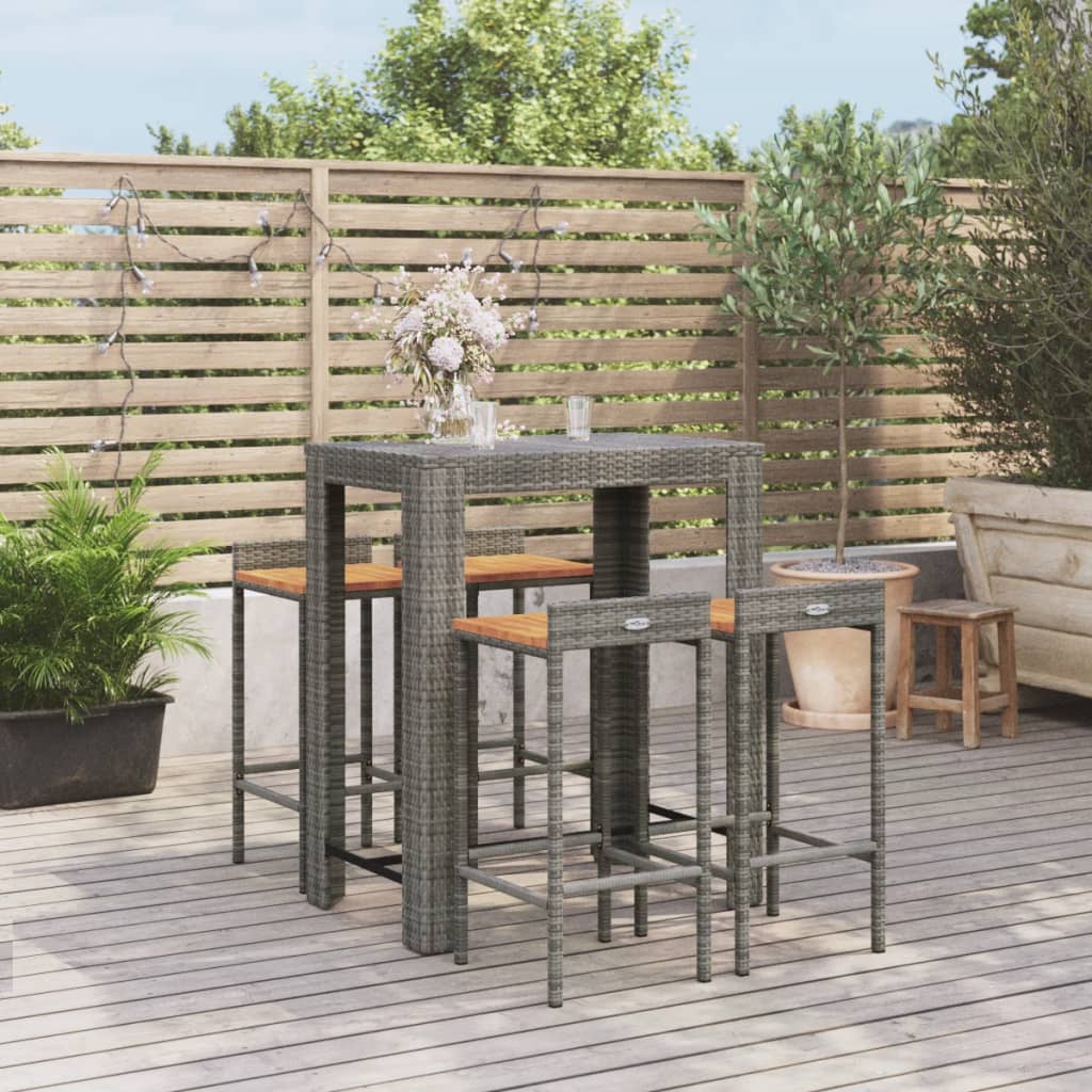 3 Piece Garden Bar Set Poly Rattan&Solid Wood Acacia