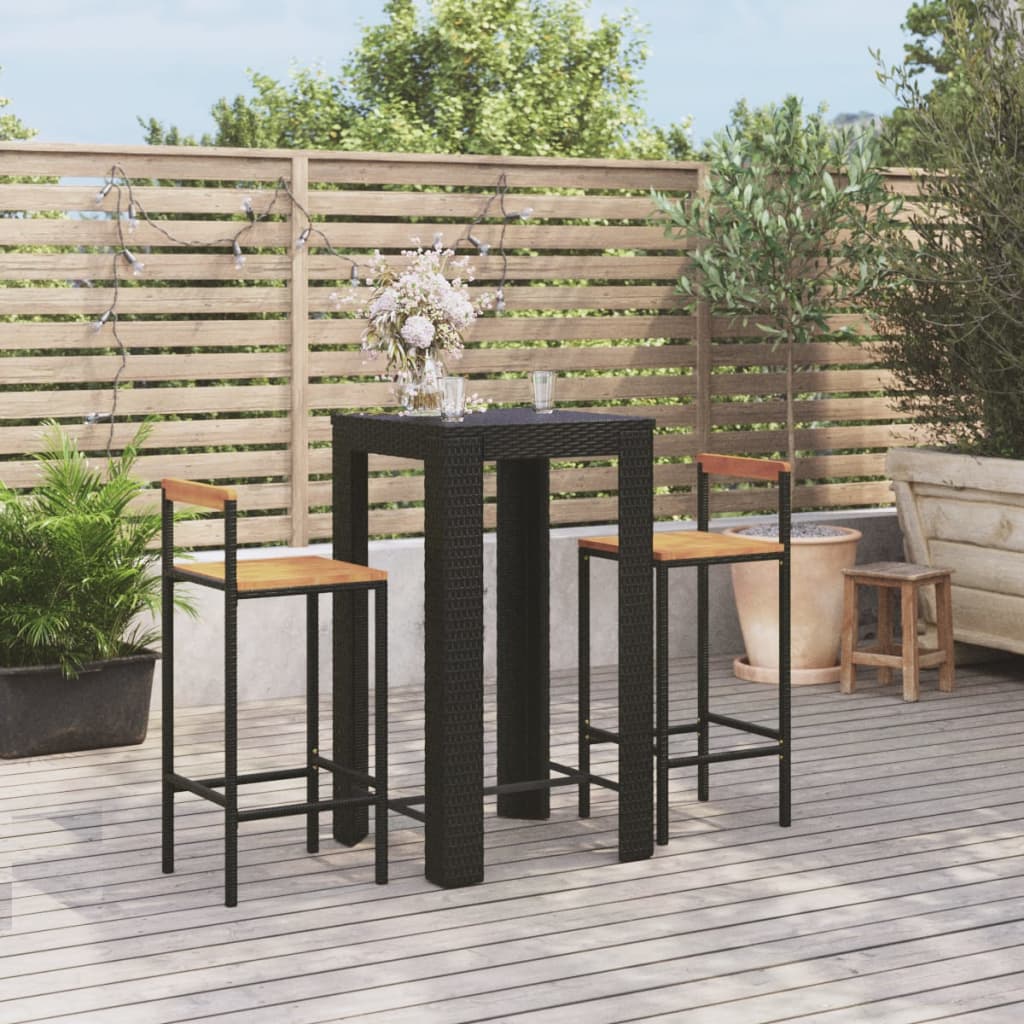 5 Piece Garden Bar Set Poly Rattan&Solid Wood Acacia