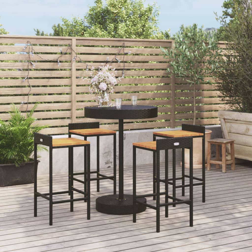 3 Piece Garden Bar Set Poly Rattan&Solid Wood Acacia