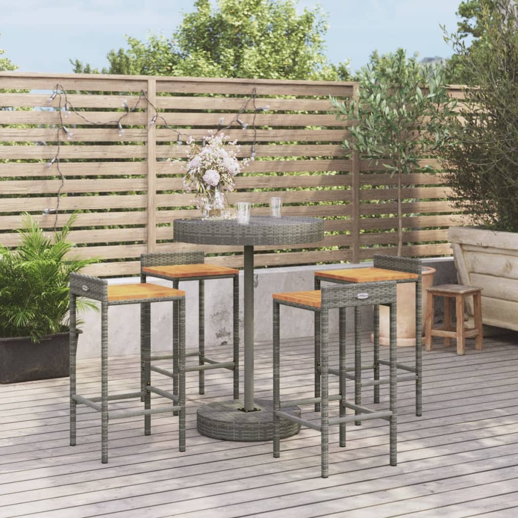 3 Piece Garden Bar Set Poly Rattan&Solid Wood Acacia