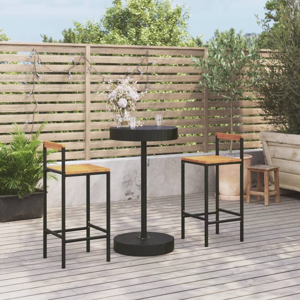 3 Piece Garden Bar Set Poly Rattan&Solid Wood Acacia