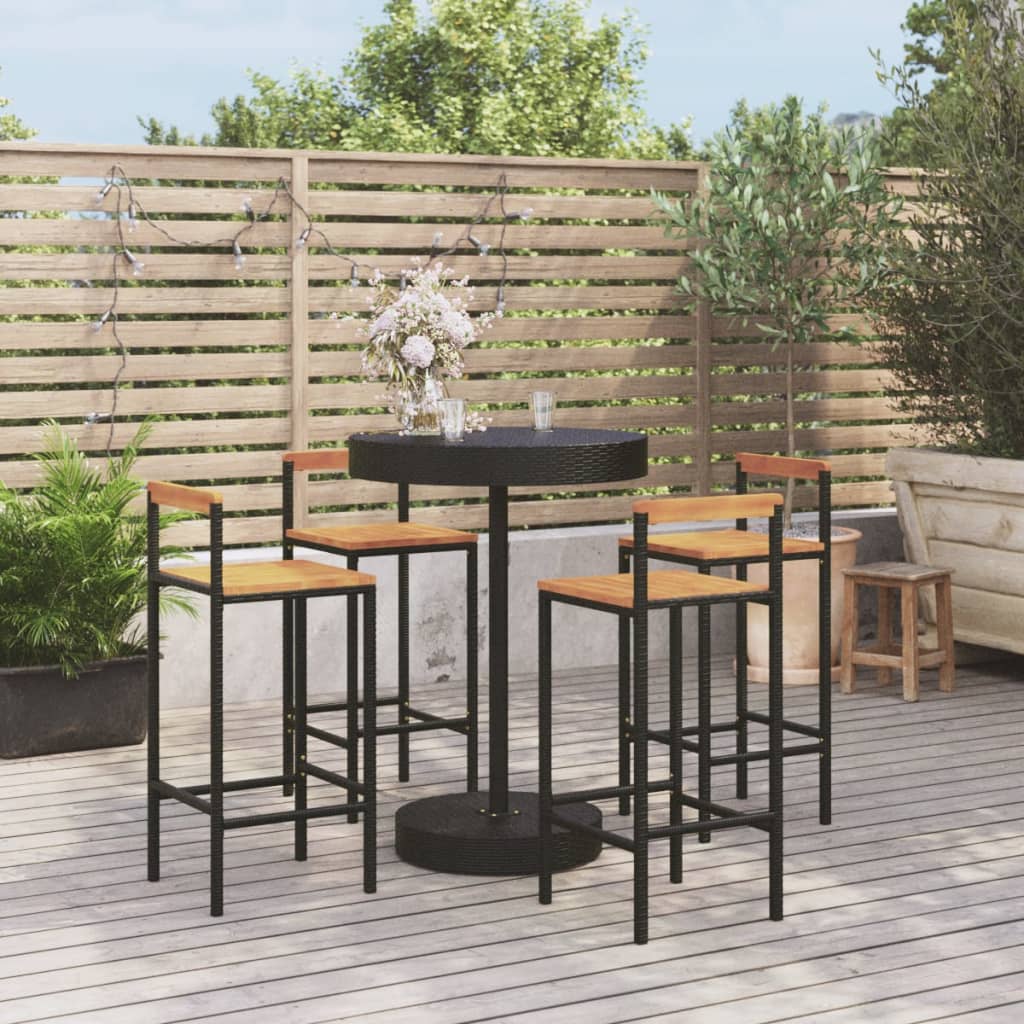 3 Piece Garden Bar Set Poly Rattan&Solid Wood Acacia