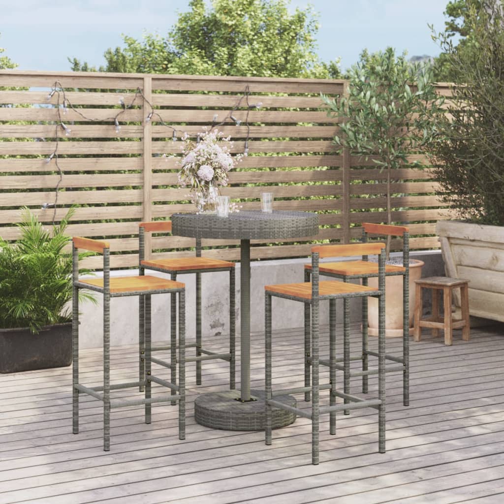 3 Piece Garden Bar Set Poly Rattan&Solid Wood Acacia