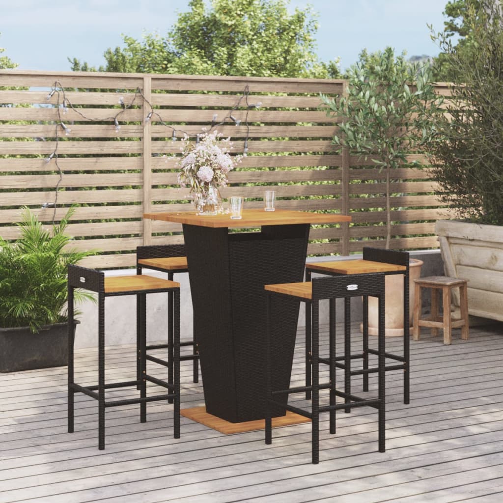 3 Piece Garden Bar Set Poly Rattan&Solid Wood Acacia