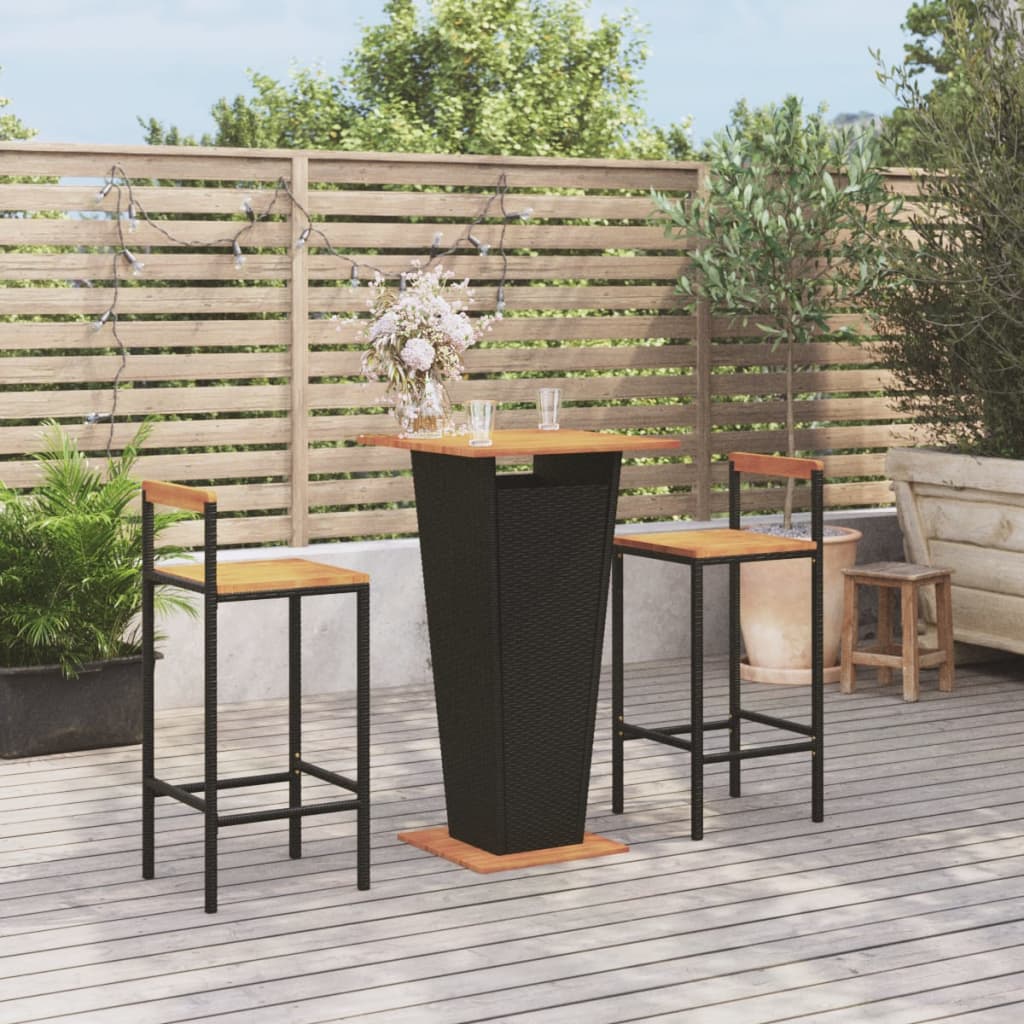 5 Piece Garden Bar Set Poly Rattan&Solid Wood Acacia