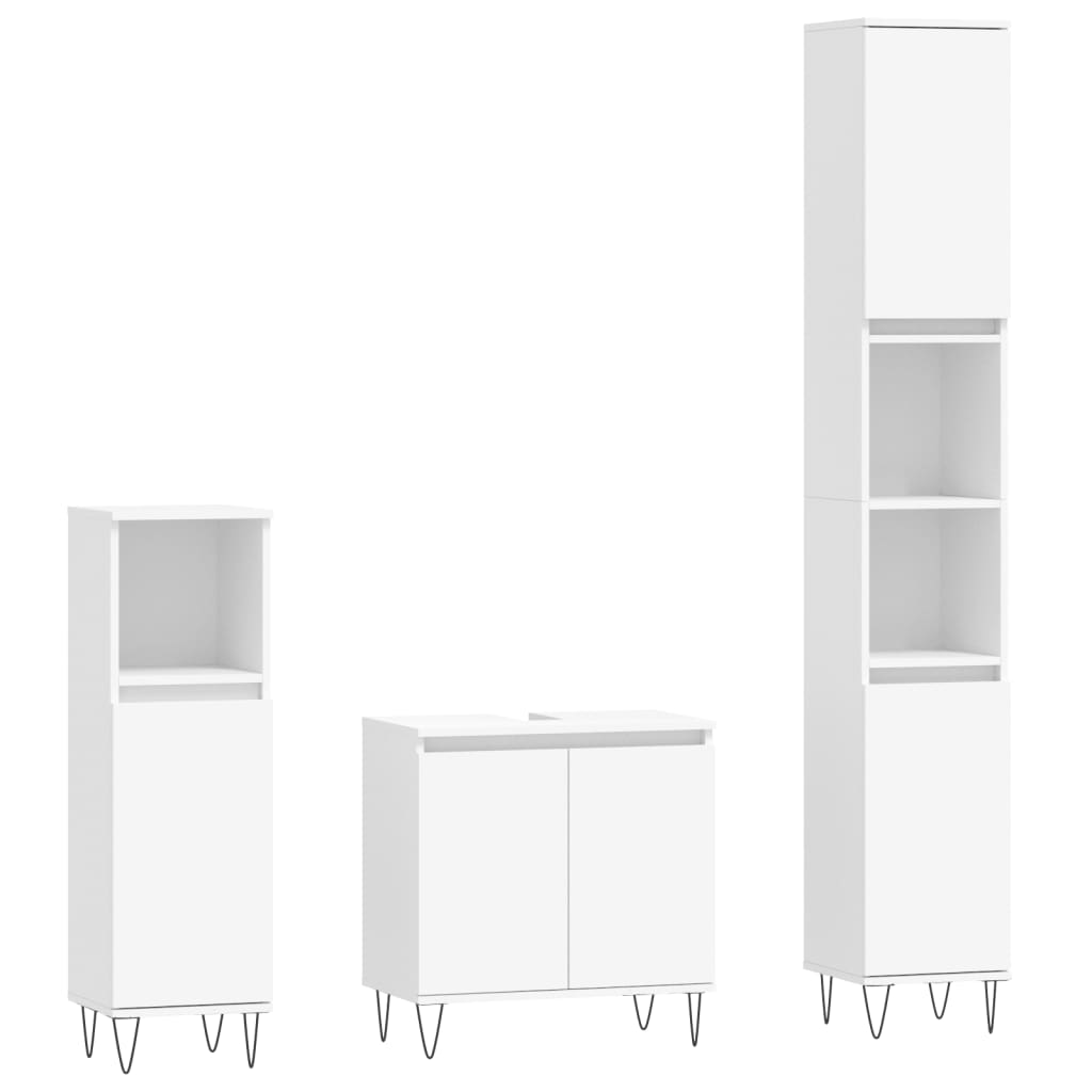 3 Piece Bathroom Cabinet Set Engineered Wood