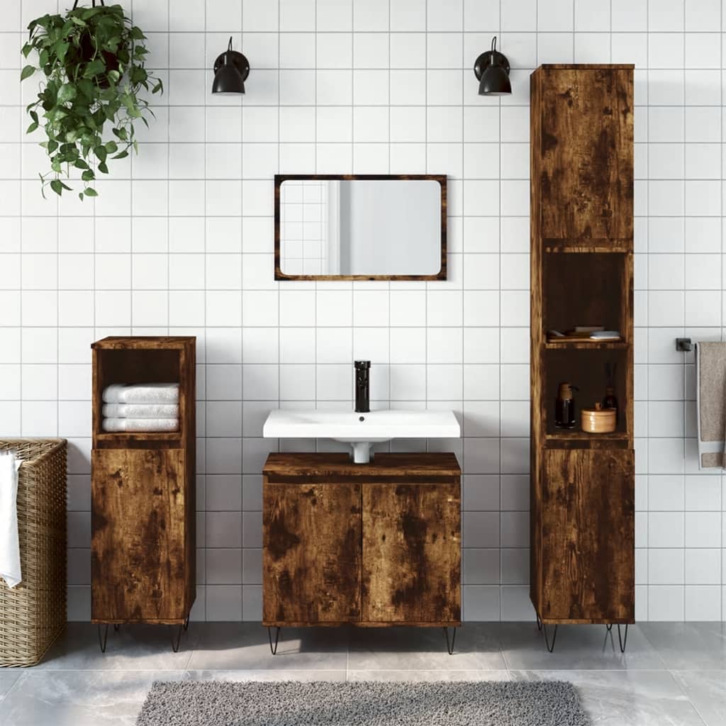3 Piece Bathroom Cabinet Set Engineered Wood