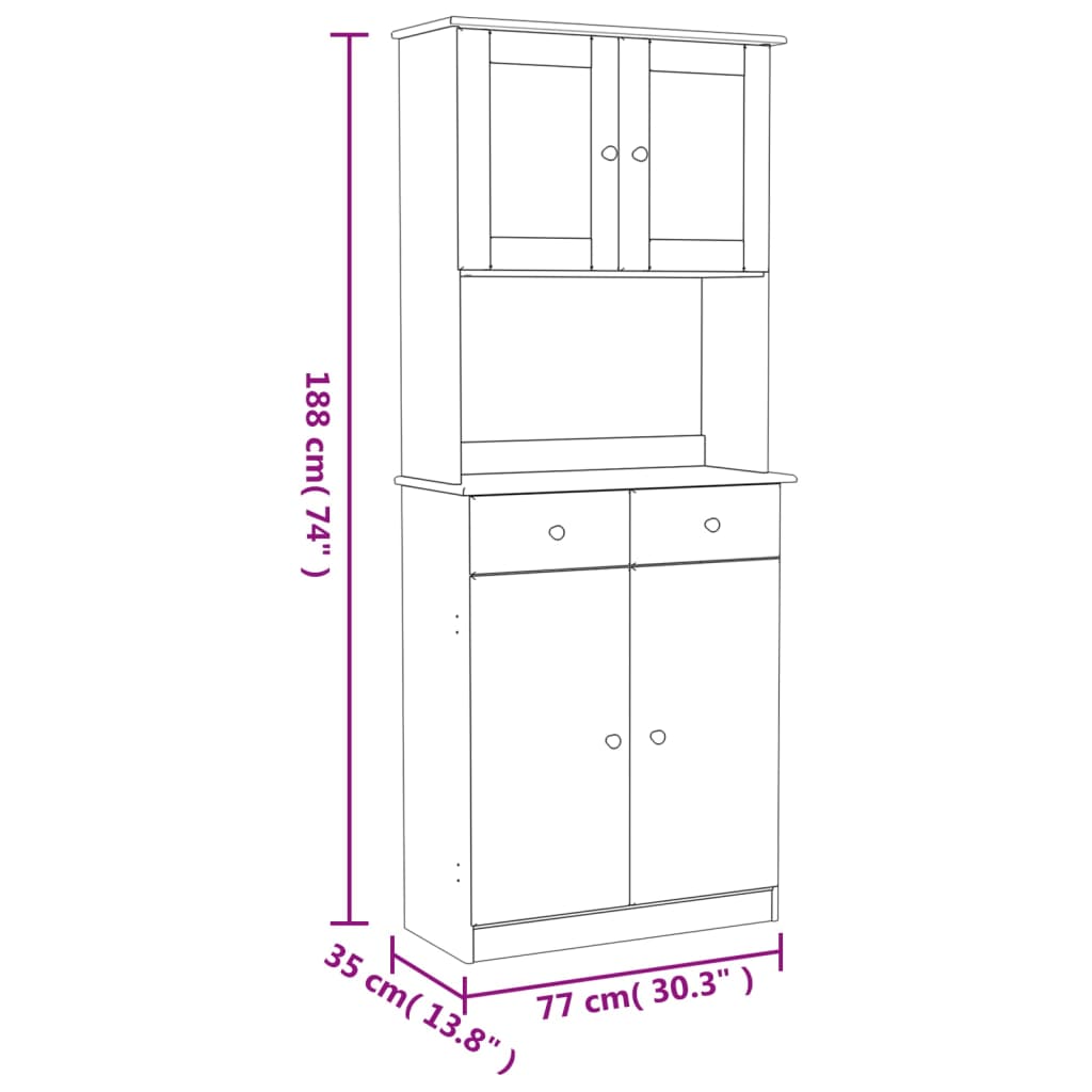 Highboard Alta 77X35X188 Cm Solid Wood Pine