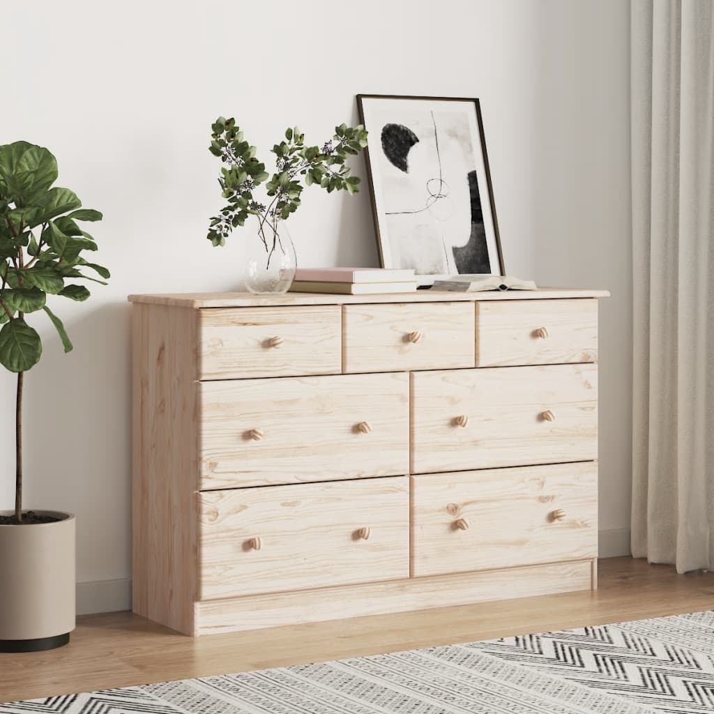 Chest Of Drawers Alta 112X35X73 Cm Solid Wood Pine